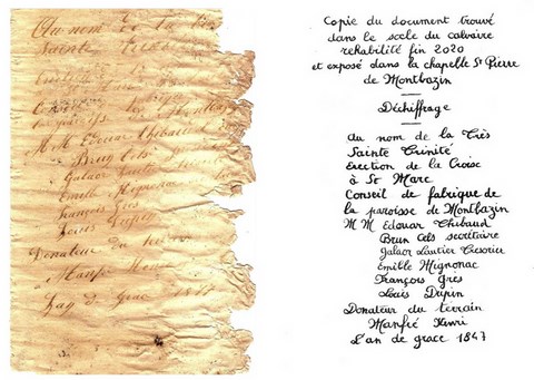 document trouvé dans le monument